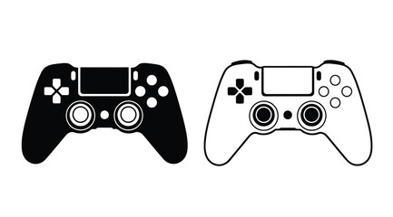 Set of game controllers icons, flat and outline style © Saharia