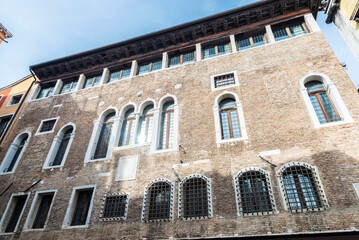 Fototapeta premium Facade of a building in Venice or Venezia, Italy