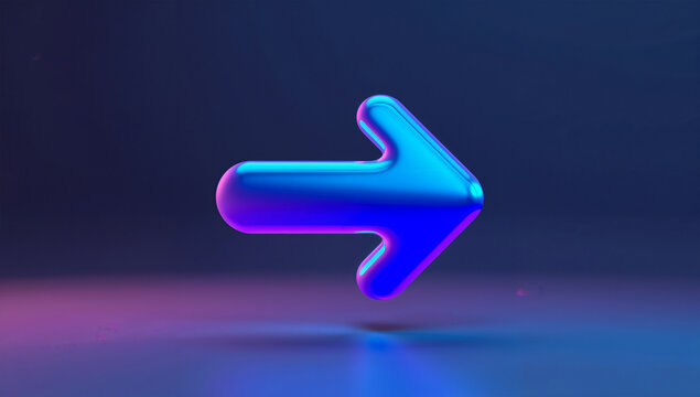光沢のある進行方向の矢印を描いた未来感のある3Dイラスト