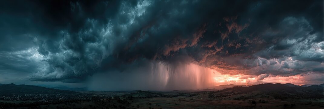Stormy Sky with Sunset and Rainbow