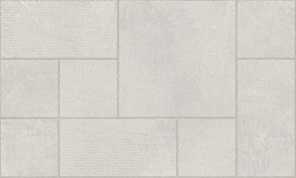 Modern light gray stone tile texture, seamless ceramic floor pattern, minimalist porcelain wall cladding for interior design and architectural rendering