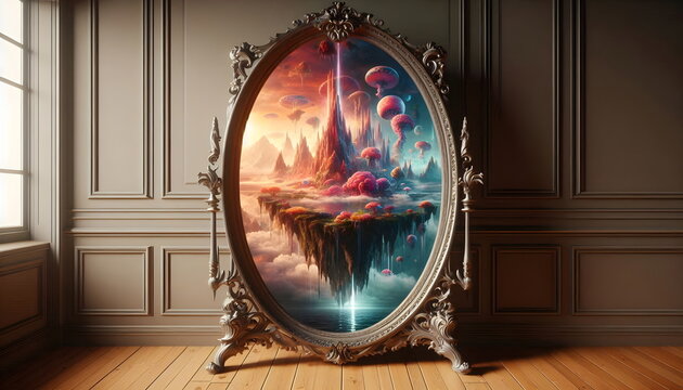 Golden crown on a wooden door with world map themed background