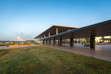 Western Sydney International Airport Terminal Forecourt and Covered Walkway at Sunrise in NSW Australia © red.io