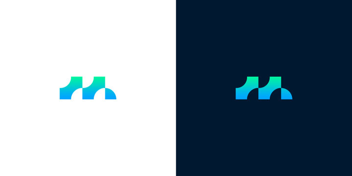 Abstract letter M logo design with gradient color flow for technology or business applications