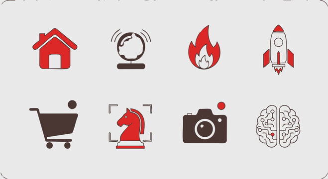 Modern Flat Design Icon Collection for Marketing Business Strategy and Technology