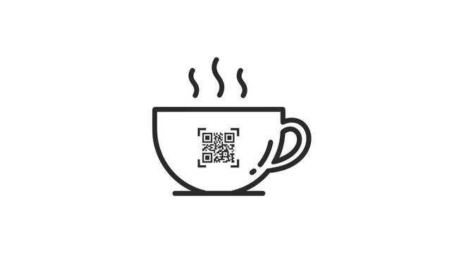 Cup with QR code on side.