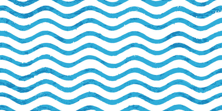 Seamless pattern, sea waves stylization, wavy grunge stripes, rough wave pattern, vector background