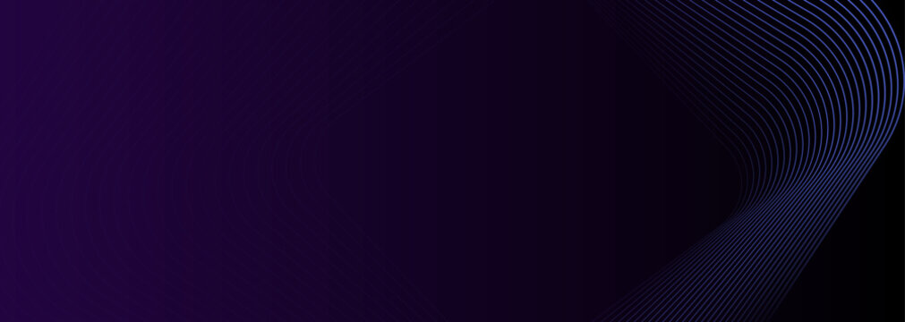 深いパープルからブルーへと変化するグラデーションに繊細なネオンラインが流れる近未来的でスタイリッシュな抽象背景