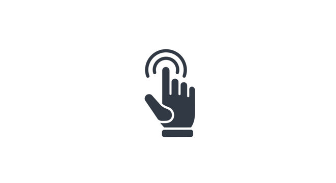 Hand with index finger clicking button.