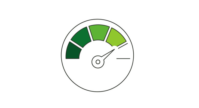 Speedometer gauge with colored sections.