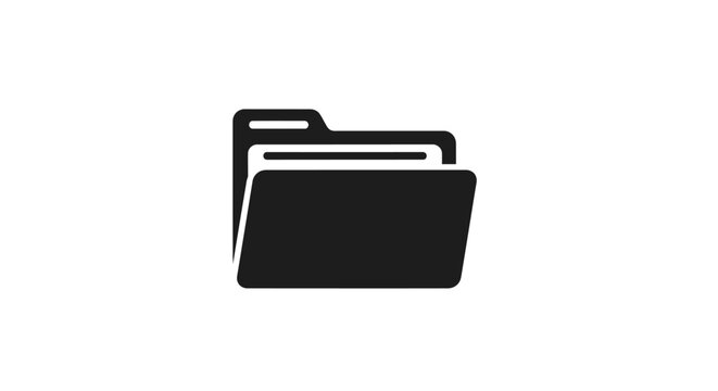 Black Folder Icon With Papers.