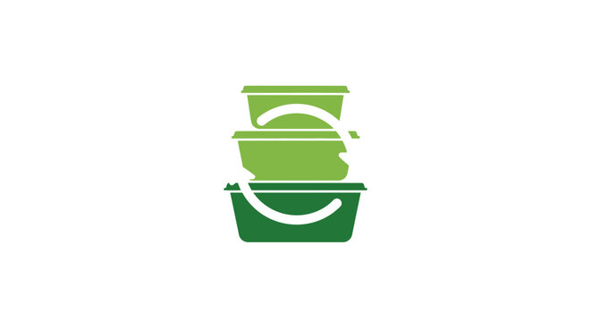 Stack of green plastic containers.