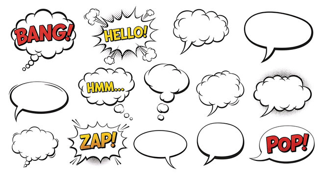 comic speech bubbles and thought clouds