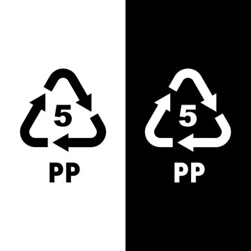 PP 5 Polypropylene Recycling Symbol Icon Black and White