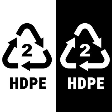 HDPE 2 High Density Polyethylene Recycling Symbol Icon Black White