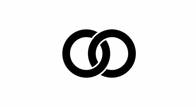 Black intertwined circle design symbol.