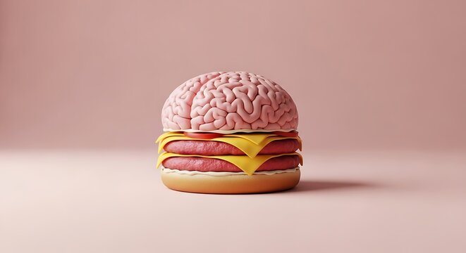 Burger Otak dengan Keju dan Tomat, Makanan Konseptual Cerdas untuk Ide Kreatif