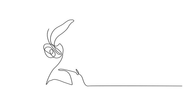 Animated self drawing of Continuous one line drawing of Minimalist line art rabbit, one line drawing animal, simple vector illustration, continuous line art