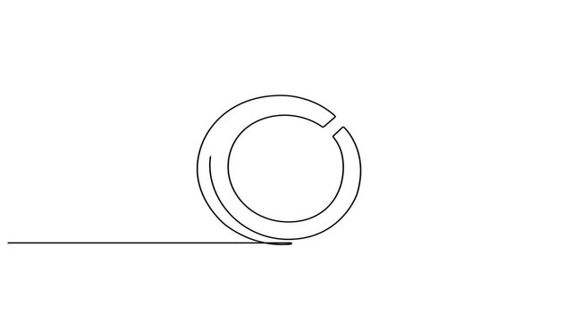 Animated self drawing of Continuous one line drawing of Minimalist line art circle, broken ring, simple geometric shape, abstract design element