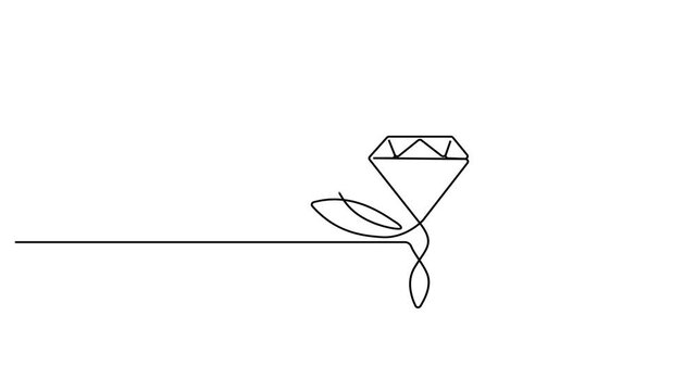 Animated self drawing of Continuous one line drawing of Minimalist diamond, leaf, line art, simple illustration, luxury symbol