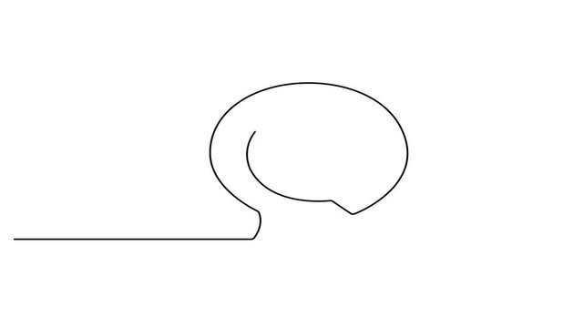 Animated self drawing of Continuous one line drawing of Minimalist speech bubble, simple line drawing, communication icon, vector graphic
