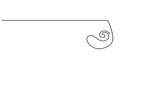 Animated self drawing of Continuous one line drawing of Elegant scroll, decorative line, ornate border, black illustration element