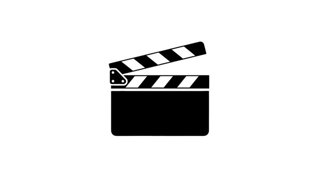 Black movie clapper board icon.