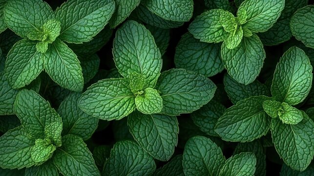 vibrant fresh green mint leaves close-up conveying freshness and vitality