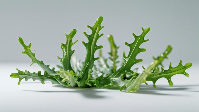 fresh algae with bite marks on a white background