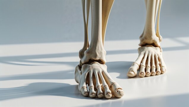 foot bones on a seamless white surface