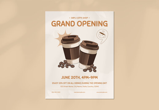 Minimal Coffee Shop Grand Opening Offer Flyer Layout