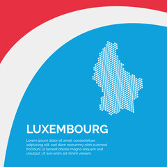 Flag and Map of Luxembourg. Dotted map of the country and a rainbow-shaped flag design. © Planet Caravan
