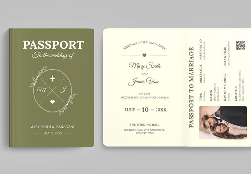 Modern Passport Wedding Invitation Template