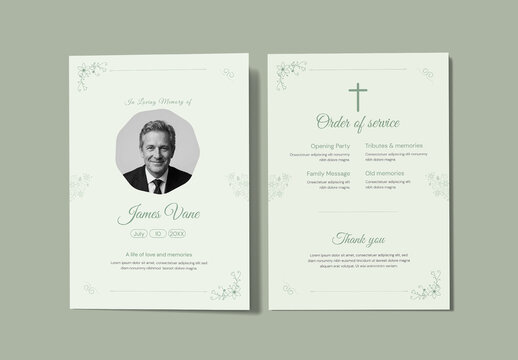 Minimal Funeral Program Layout
