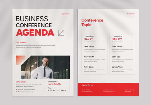 Modern Business Conference Agenda Event Flyer Template
