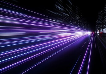 Fototapeta premium Purple Light Trails - A Futuristic Journey Through Speed and Technology.