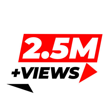 2.5M Views PNG, Online Engagement Counter Design, Red Viewer Badge, Viral Audience Label, Social Trend Graphic