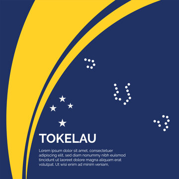 Flag and Map of Tokelau. Dotted map of the country and a rainbow-shaped flag design.