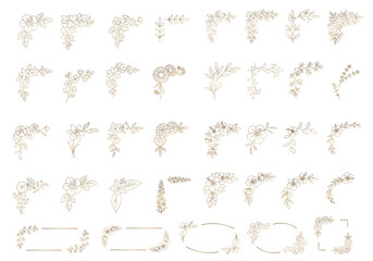 Obraz premium Elegant Bronze Floral Corner Frame Set