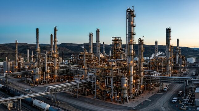 Oil and Gas Industrial zone,The equipment of oil refining,Close-up of industrial pipelines of an oil-refinery plant,Detail of oil pipeline with valves
