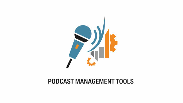 Podcast Management Tools Logo Microphone Symbol.