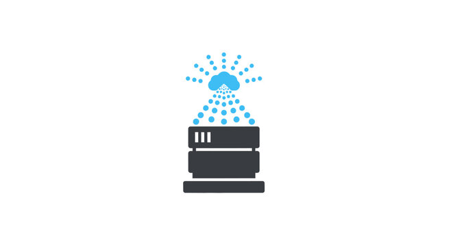Printer Device Emitting Blue Data Particles.