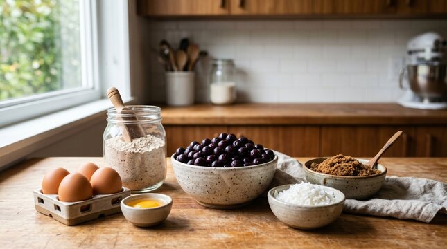 Natural Ingredients for A&ccedil;a&iacute; Cake.