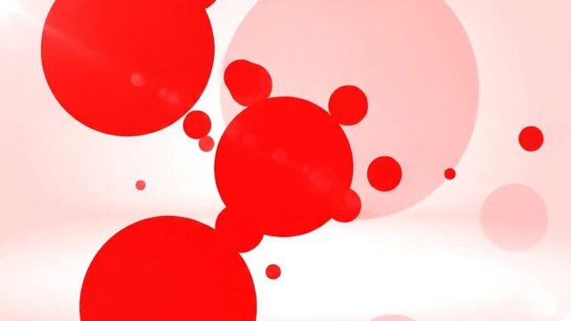 Red circle abstract animation with merging and floating geometric shapes against a bright background