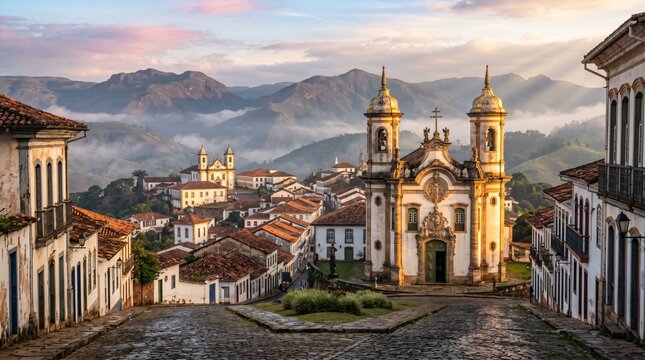 Ouro Preto at Dawn &ndash; Baroque Churches & Cobblestone Streets.