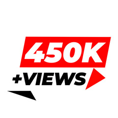 Obraz premium 450K Views PNG, Red Viewer Growth Counter, Viral Reach Badge, Audience Trend Label, Digital Media Sticker