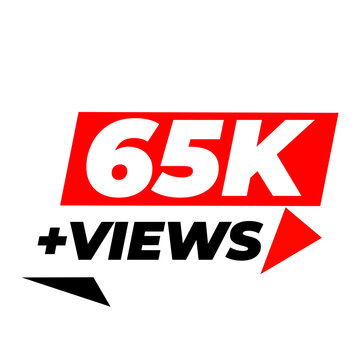 65K Views PNG, Red Social Reach Counter, Audience Engagement Badge, Viral Trend Label, Viewer Graphic Sticker
