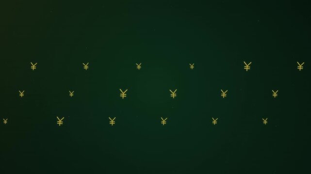Green background with a repeating pattern of small golden symbols. Suitable for backgrounds, textures, greeting cards, and digital designs.