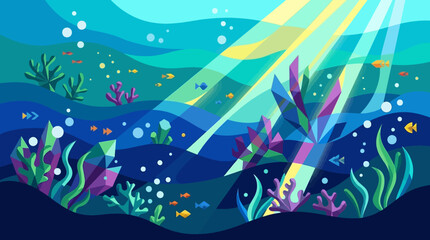 Vibrant underwater scene with coral reef. © Abhinaya Project