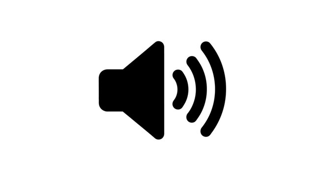 Black speaker icon with sound waves.